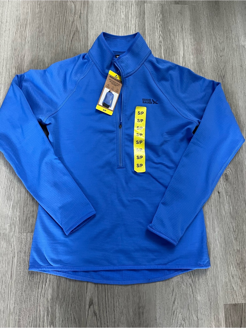 197–NWT Eddie Bauer Royal Blue Women's Grid Fleece Quarter-Zip